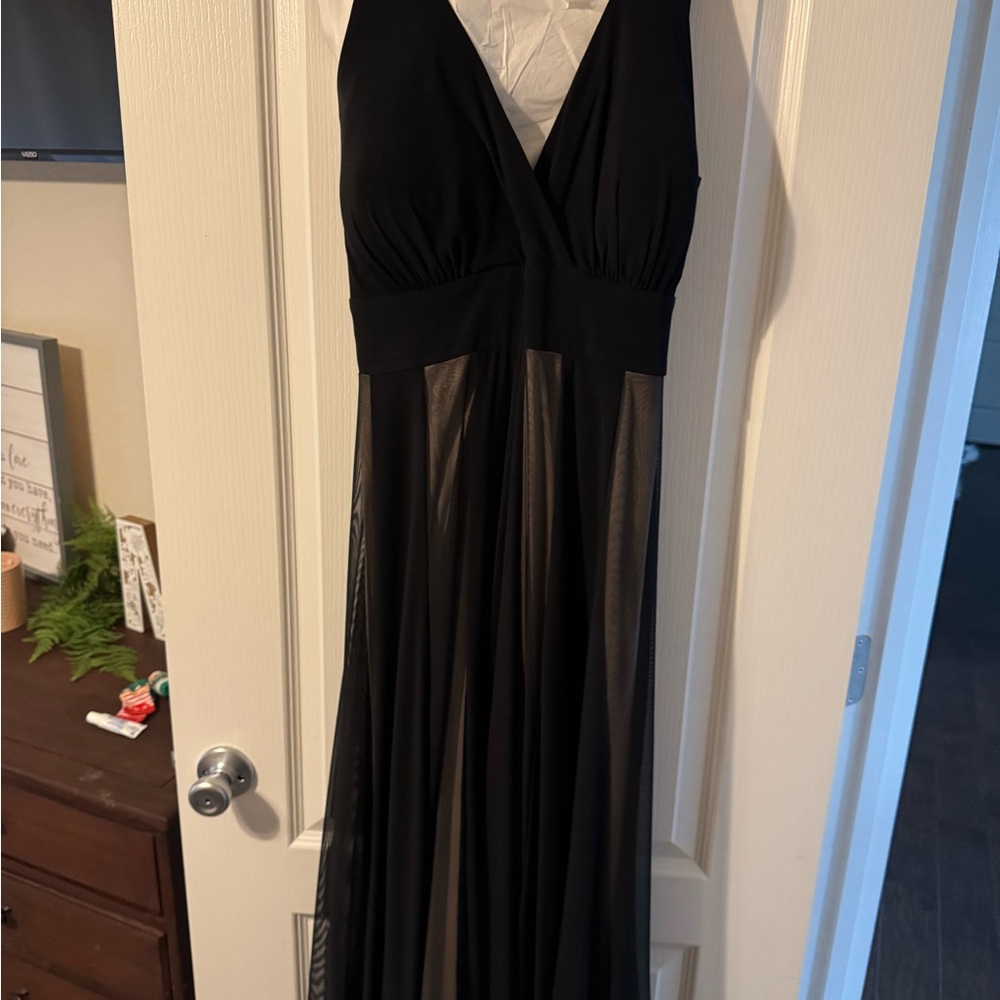DKNY Black Sleeveless Halter Gown